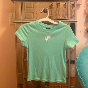 This is a turquoise shirt with hearts that I bought at target.
